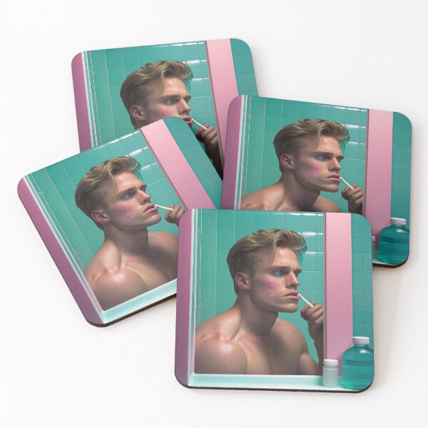 Item preview, Euphoria Style Photo of Cute Guy Brushing Teeth with Glitter on His Face designed and sold by Cyber-Cuties.