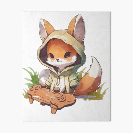 Item preview, Cute Fox Gamer in a Hoodie designed and sold by KrullArt.