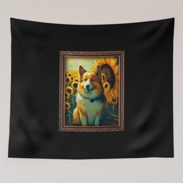 Artikelvorschau, Icelandic Sheepdog Sunflower Painting Adorable Dog entworfen und verkauft von rafaeltto.