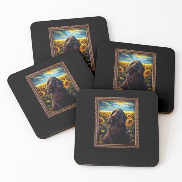 Item preview, Irish Water Spaniel Sunflower Painting Adorable Dog designed and sold by rafaeltto.