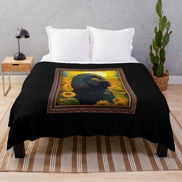 Artikelvorschau, Irish Water Spaniel Sunflower Painting Adorable Dog entworfen und verkauft von rafaeltto.