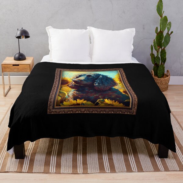 Item preview, Irish Water Spaniel Sunflower Painting Adorable Dog designed and sold by rafaeltto.
