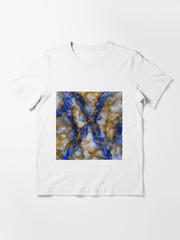 Gold Powder, Blue And Off-White Alcohol Ink Marble Texture