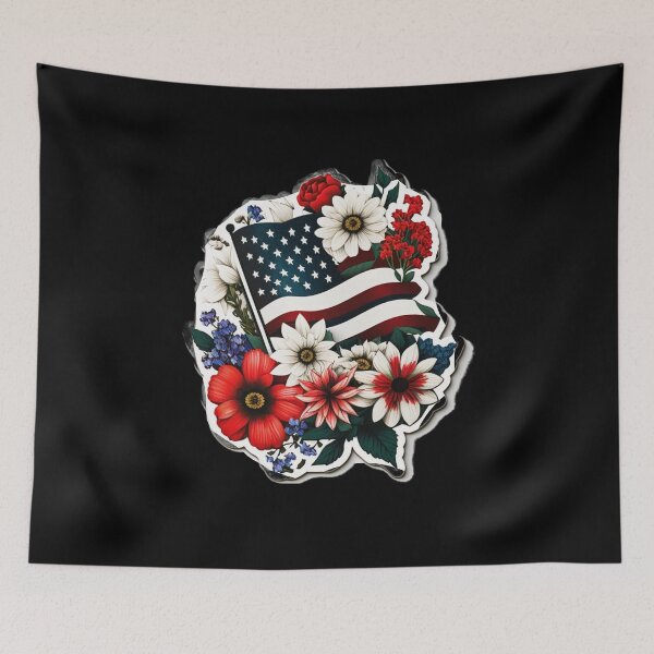 Item preview, usa flag usa flowers independence day designed and sold by Aroczan.