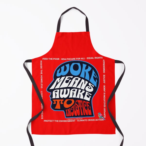 Item preview, PMD00688 Progressive Movement Designs Woke Means Awake to Injustice design shows you are woke and support progressive goals for progressive Democrats Independents and Bernie Sanders supporters designed and sold by ProgressiveLeft.