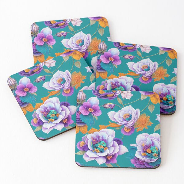 Item preview,  Peonies and pansies on a teal background designed and sold by Minpadesign.