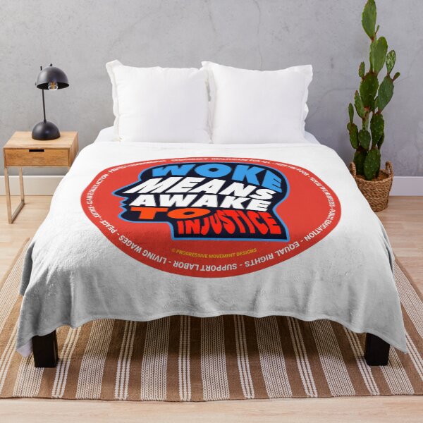 Item preview, PMD00694 Progressive Movement Designs Woke Means Awake to Injustice design shows you are woke support progressive policy goals for progressive Democrats Independents and Bernie Sanders supporters designed and sold by ProgressiveLeft.