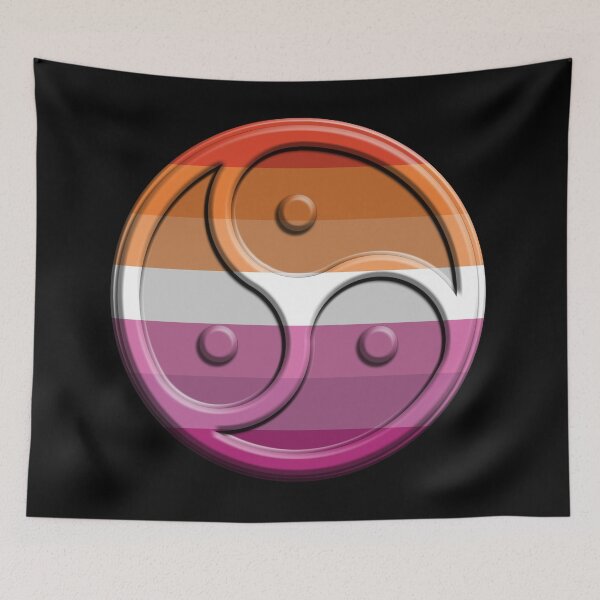 Aperçu de l'œuvre Drapeau de la fierté lesbienne Triskelion créée et vendue par TheirChoice.