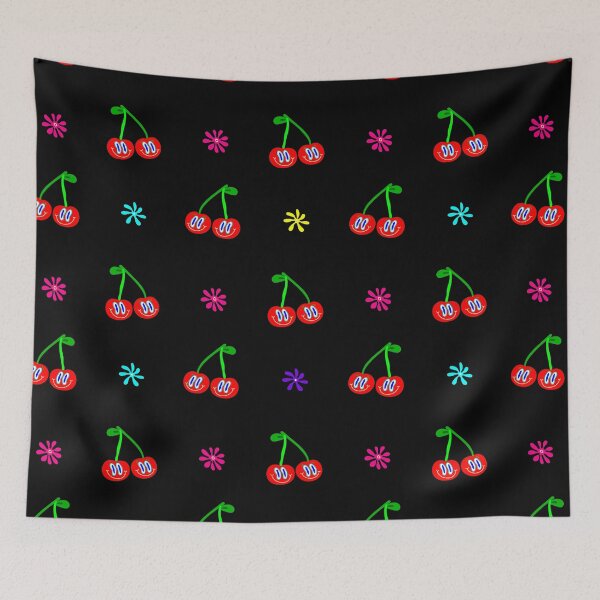 Item preview, 1960s psychedelic cherries groovy black designed and sold by Gossip Rag.