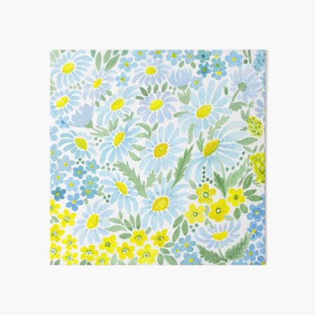 Watercolor . Chamomile field. 1 Art Board Print