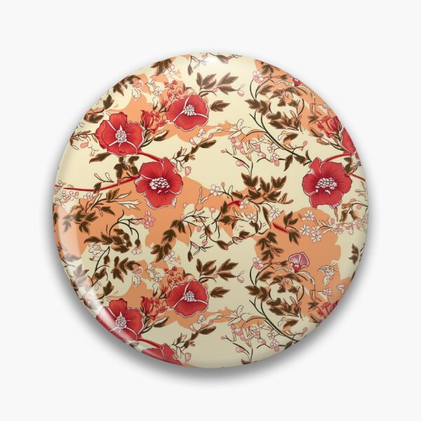 Item preview, Asian Boho Red Flowers Floral Pattern Colorful Vintage Flowers A Line Dress Beige Boho Home Decor  designed and sold by iPaint Airbrush Studio.