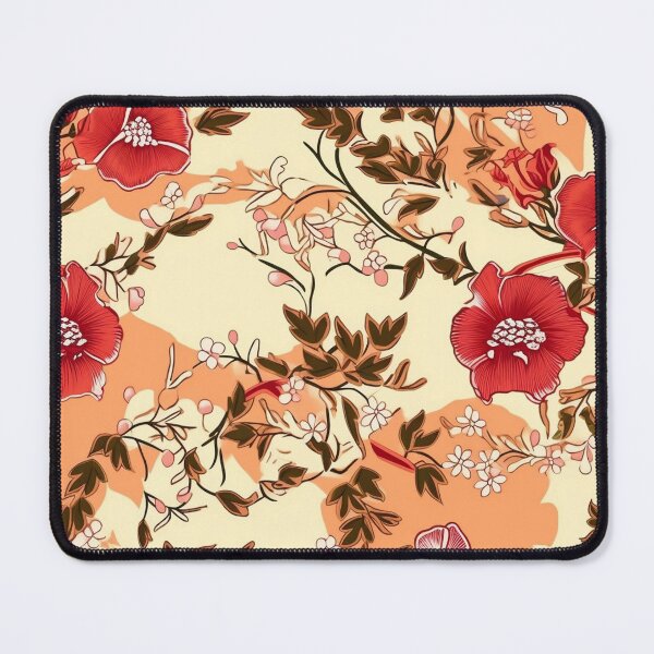 Item preview, Asian Boho Red Flowers Floral Pattern Colorful Vintage Flowers A Line Dress Beige Boho Home Decor designed and sold by iPaint Airbrush Studio.