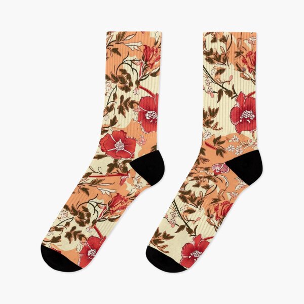 Item preview, Asian Boho Red Flowers Floral Pattern Colorful Vintage Flowers A Line Dress Beige Boho Home Decor  designed and sold by iPaint Airbrush Studio.