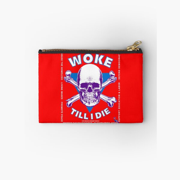 Aperçu de l'œuvre PMD00700 Progressive Movement Designs Woke Till I Die, un crâne humoristique et amusant qui montre que vous êtes éveillé et que vous soutenez les objectifs politiques progressistes des démocrates progressistes, des indépendants et des partisans de Bernie créée et vendue par ProgressiveLeft.