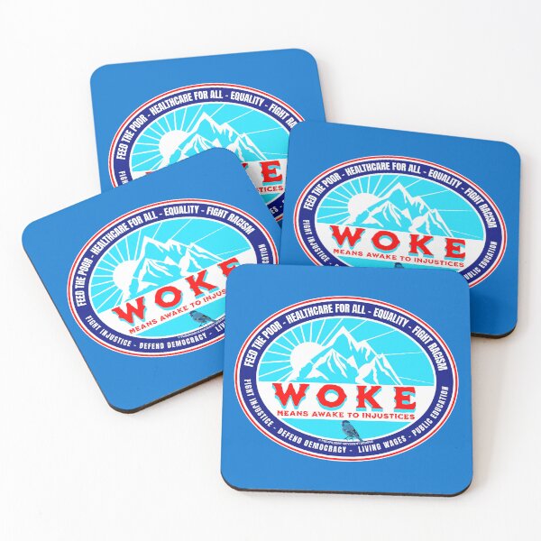 Item preview, PMD00701 Progressive Movement Designs Woke Means Awake to Injustice design shows you are woke support progressive policy goals for progressive Democrats Independents and Bernie Sanders supporters designed and sold by ProgressiveLeft.