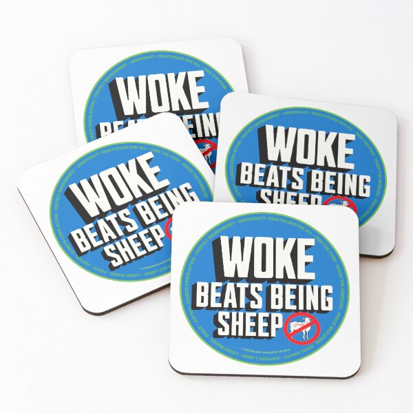 Item preview, PMD00702 Progressive Movement Designs Woke Beats Being Sheep design shows you are woke support progressive policy goals for progressive Democrats Independents and Bernie Sanders supporters designed and sold by ProgressiveLeft.