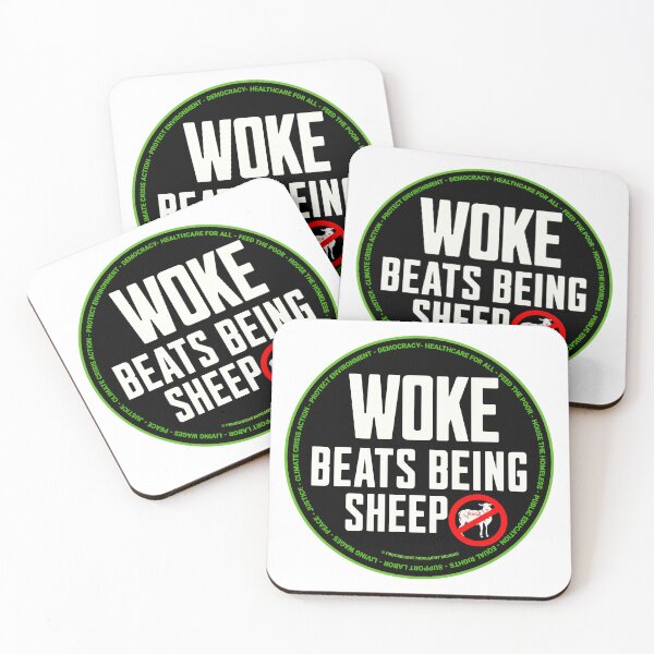 Item preview, PMD00703 Progressive Movement Designs Woke Beats Being Sheep design shows you are woke support progressive policy goals for progressive Democrats Independents and Bernie Sanders supporters designed and sold by ProgressiveLeft.