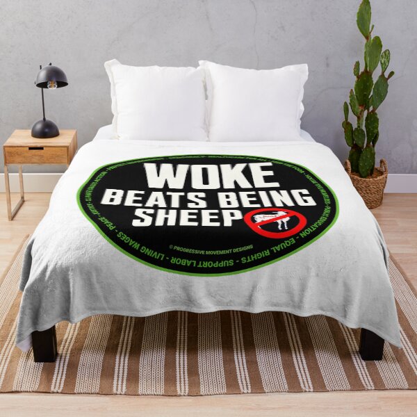 Item preview, PMD00703 Progressive Movement Designs Woke Beats Being Sheep design shows you are woke support progressive policy goals for progressive Democrats Independents and Bernie Sanders supporters designed and sold by ProgressiveLeft.