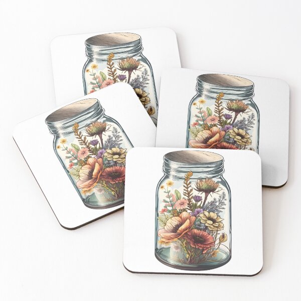 Item preview,  Bouquet of Colorful Flowers inside a glass jar designed and sold by TheProPrints.