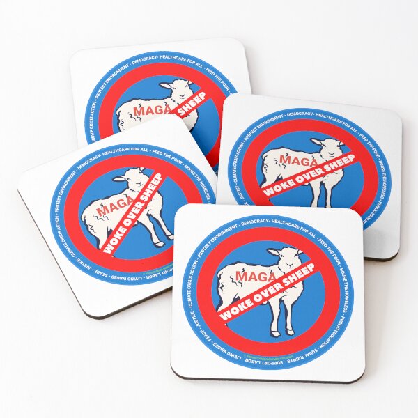 Item preview, PMD00709 Progressive Movement Designs Woke Over Sheep design shows you are woke support progressive policy goals for progressive Democrats Independents and Bernie Sanders supporters designed and sold by ProgressiveLeft.