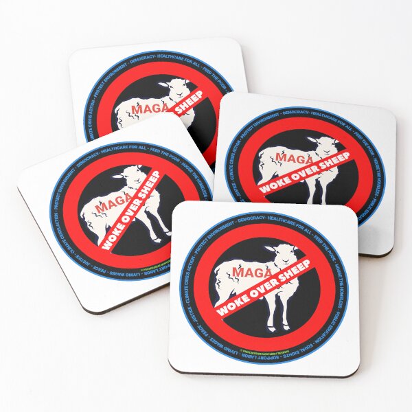 Item preview, PMD00710 Progressive Movement Designs Woke Over Sheep design shows you are woke support progressive policy goals for progressive Democrats Independents and Bernie Sanders supporters designed and sold by ProgressiveLeft.
