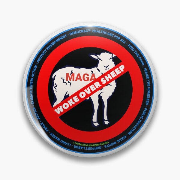 Item preview, PMD00710 Progressive Movement Designs Woke Over Sheep design shows you are woke support progressive policy goals for progressive Democrats Independents and Bernie Sanders supporters designed and sold by ProgressiveLeft.