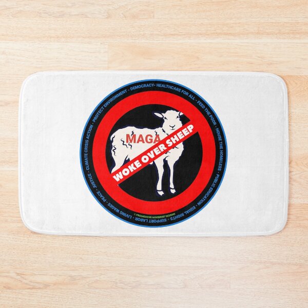 Item preview, PMD00710 Progressive Movement Designs Woke Over Sheep design shows you are woke support progressive policy goals for progressive Democrats Independents and Bernie Sanders supporters designed and sold by ProgressiveLeft.
