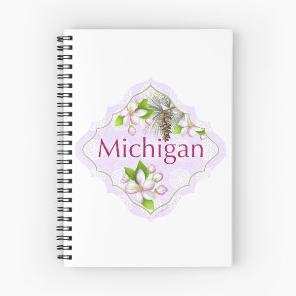 Item preview, Michigan State Pride| Michigan State Flower Apple Blossom Eastern White Pine | US State Collection State Icon Illustration  designed and sold by JourneyHomeMade.