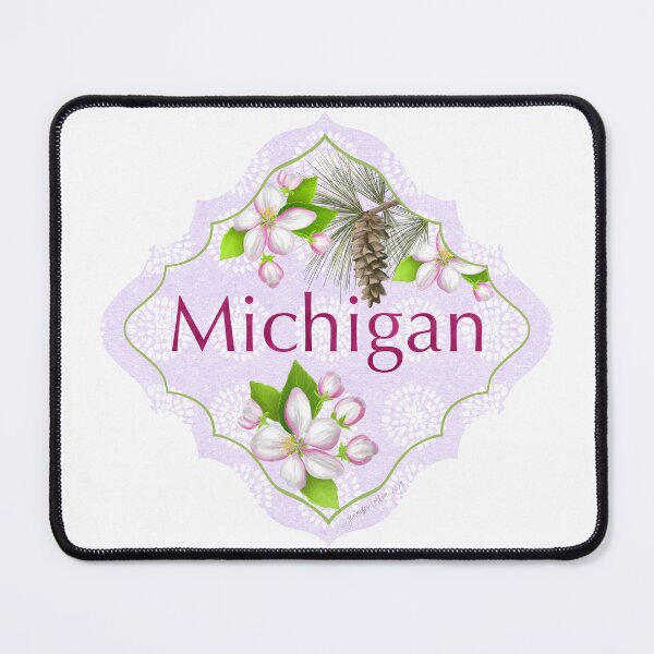 Item preview, Michigan State Pride| Michigan State Flower Apple Blossom Eastern White Pine | US State Collection State Icon Illustration designed and sold by JourneyHomeMade.