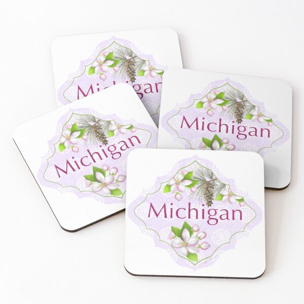 Item preview, Michigan State Pride| Michigan State Flower Apple Blossom Eastern White Pine | US State Collection State Icon Illustration  designed and sold by JourneyHomeMade.