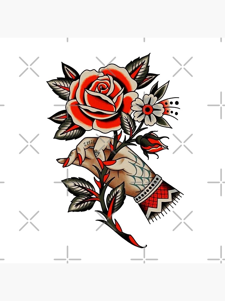 Womans Hand Holding Rose Flowerbeautiful Blackwork Stock Illustration  1526459732  Shutterstock