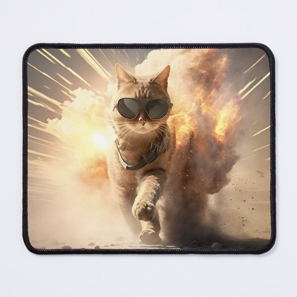 Artikelvorschau, Coole Katzen schauen nicht auf Explosionen. Actionheld-Katze entworfen und verkauft von Justpurrs.