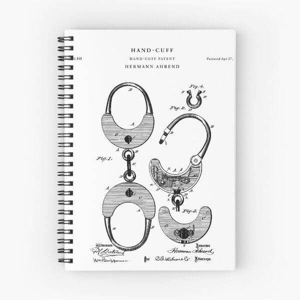 Item preview, Handcuff patent drawing designed and sold by Vintago.