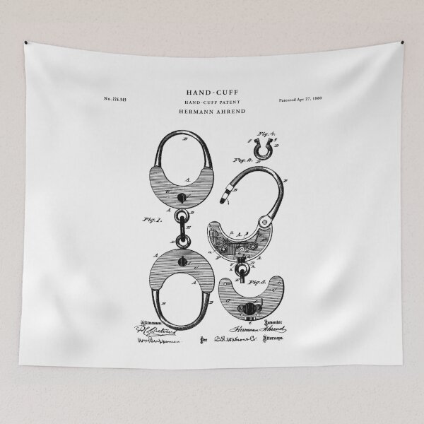 Item preview, Handcuff patent drawing designed and sold by Vintago.