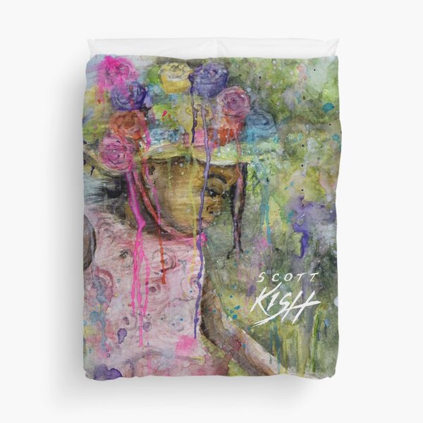Girl with Spring Flowers Painting by Scott Kish Duvet Cover