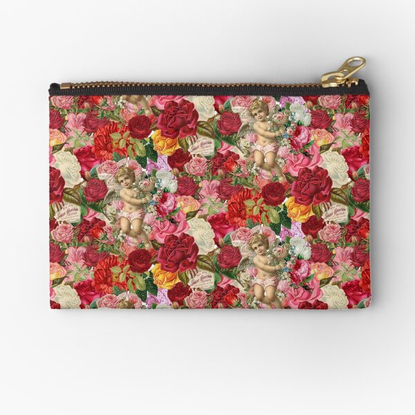 Victorian Cherub and Roses Chintzy Scrapbook Collage by Moose Disco Zipper Pouch