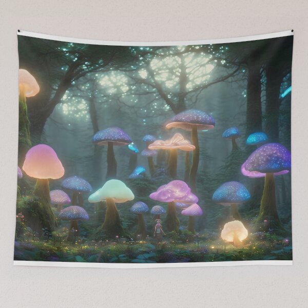 Item preview, Enchanted Forests: Glow of the Bioluminescent Mushrooms designed and sold by DesignoDynamo.