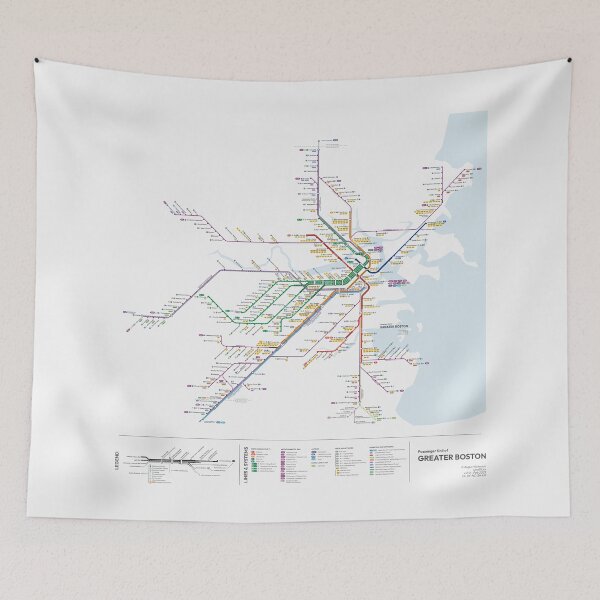 Item preview, Boston - ALL Passenger Rail (min. 16" width recommended) designed and sold by AugustRMaps.