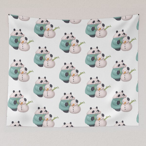 Item preview, Giant Panda Bear with a Winter Snowman   designed and sold by heribertokane.