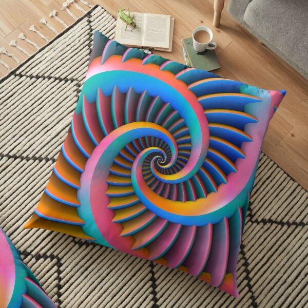 Opposing Spiral Pattern in 3-D Floor Pillow
