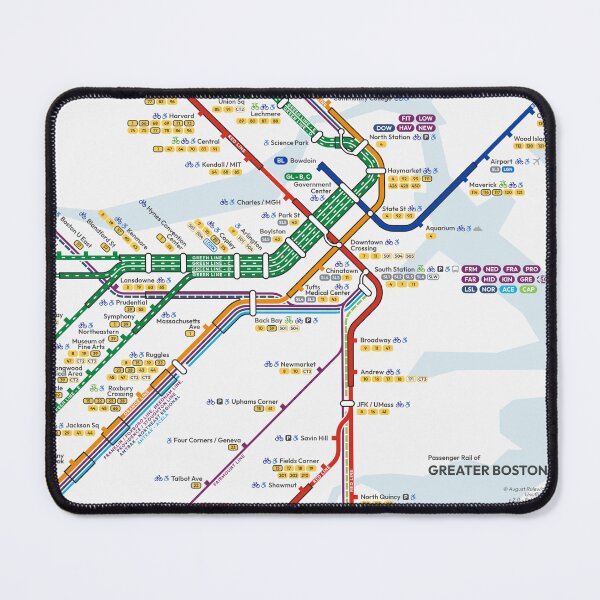 Item preview, Boston - DETAIL VIEW Passenger Rail designed and sold by AugustRMaps.