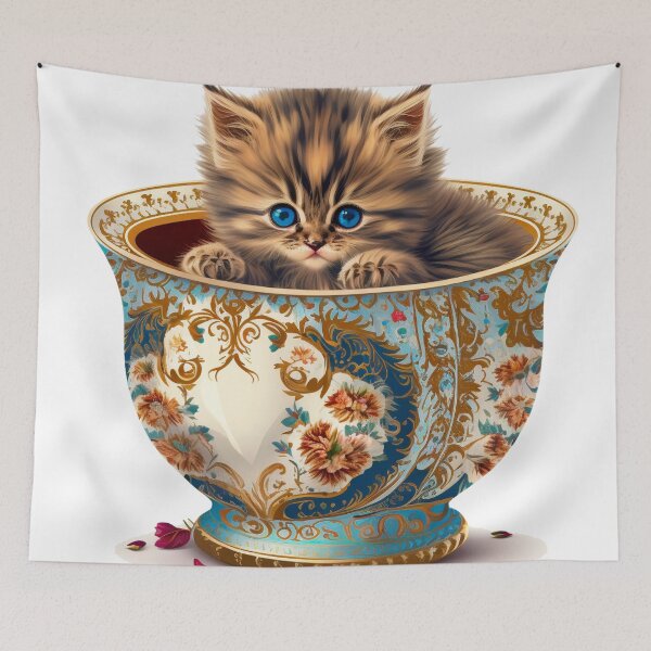 Item preview, Kitten in Antique Cup designed and sold by ImaginePrintsHQ.