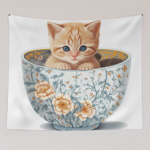 Item preview, Kitten in Antique Cup designed and sold by ImaginePrintsHQ.