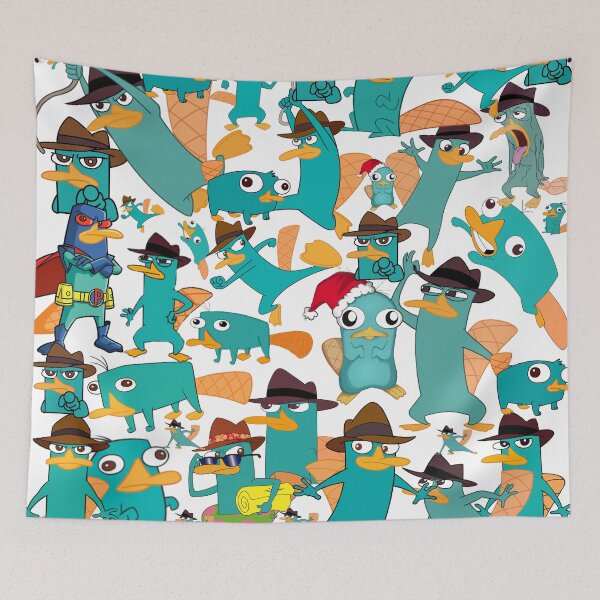 Item preview, Perry the Platypus Phineas and Ferb Collage Pattern Design - White Background designed and sold by CollageHeaven.