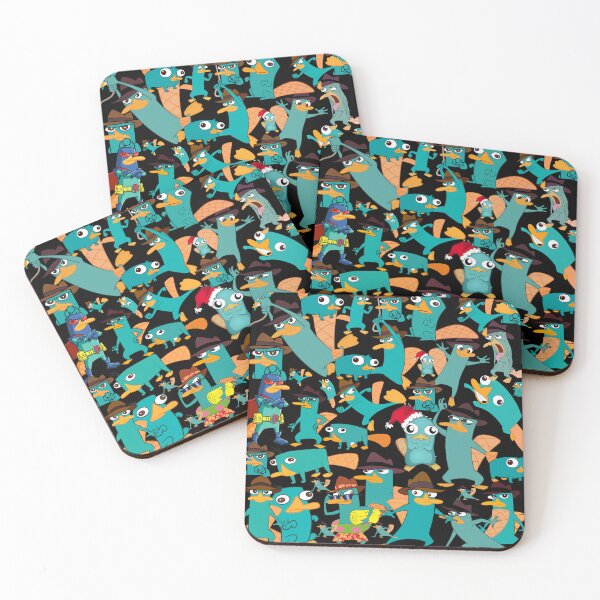 Item preview, Perry the Platypus Phineas and Ferb Collage Pattern Design - Black Background designed and sold by CollageHeaven.