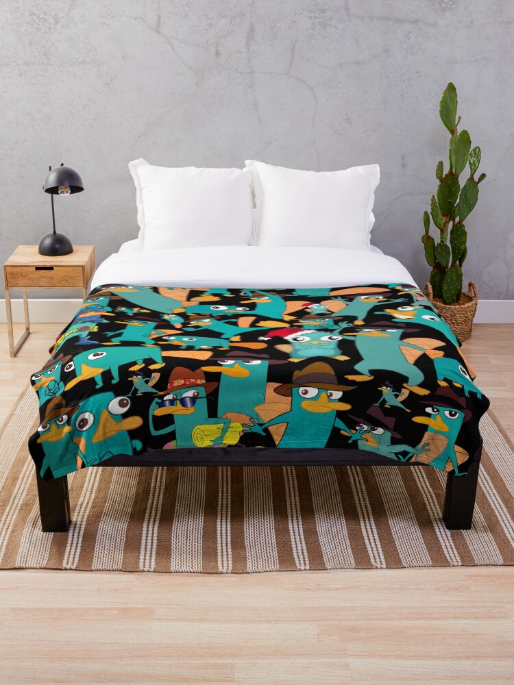 Perry the Platypus Phineas and Ferb Collage Pattern Design Black