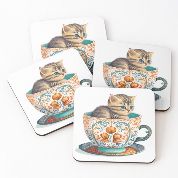 Item preview, Kitten in vintage Tea Cup designed and sold by ImaginePrintsHQ.