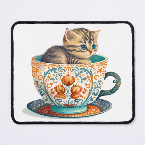 Item preview, Kitten in vintage Tea Cup designed and sold by ImaginePrintsHQ.