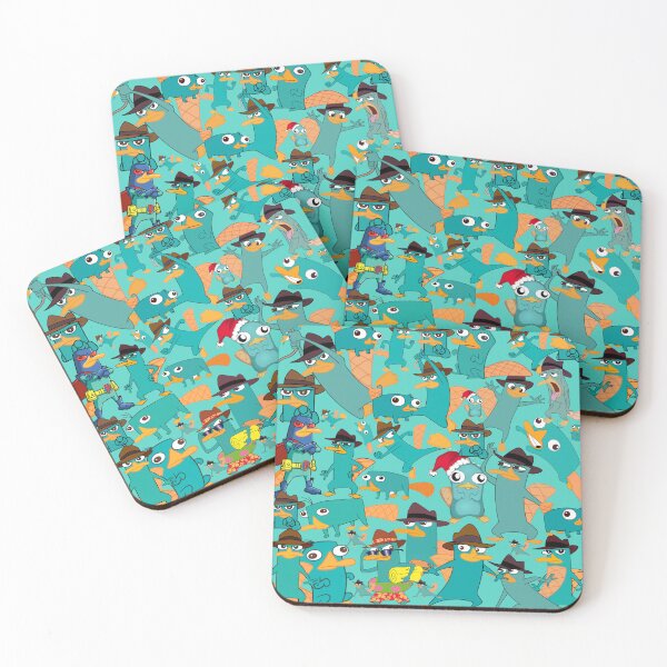 Item preview, Perry the Platypus Phineas and Ferb Collage Pattern Design - Aquamarine Background designed and sold by CollageHeaven.