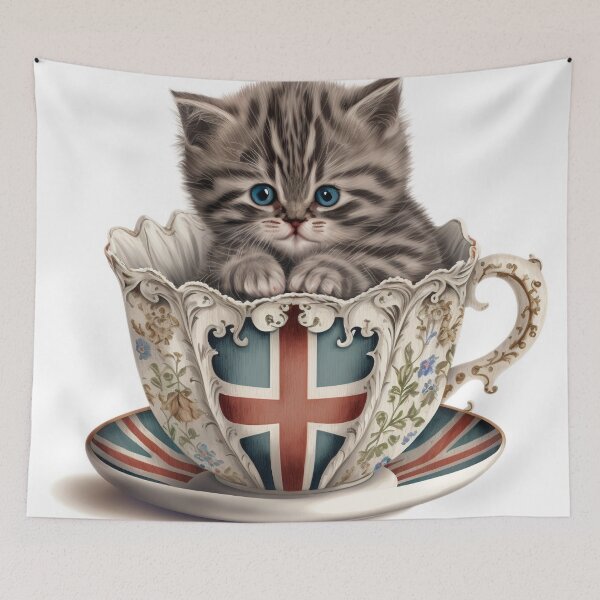 Item preview, Kitten in English Tea Cup designed and sold by ImaginePrintsHQ.